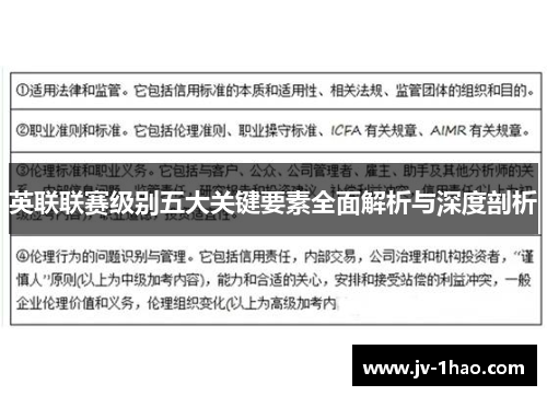 英联联赛级别五大关键要素全面解析与深度剖析